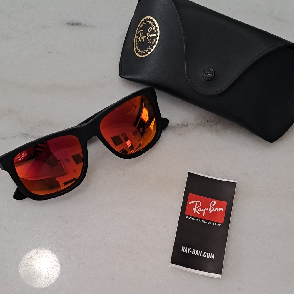 Ray-Ban Justin Black Sunglasses with Orange Lenses